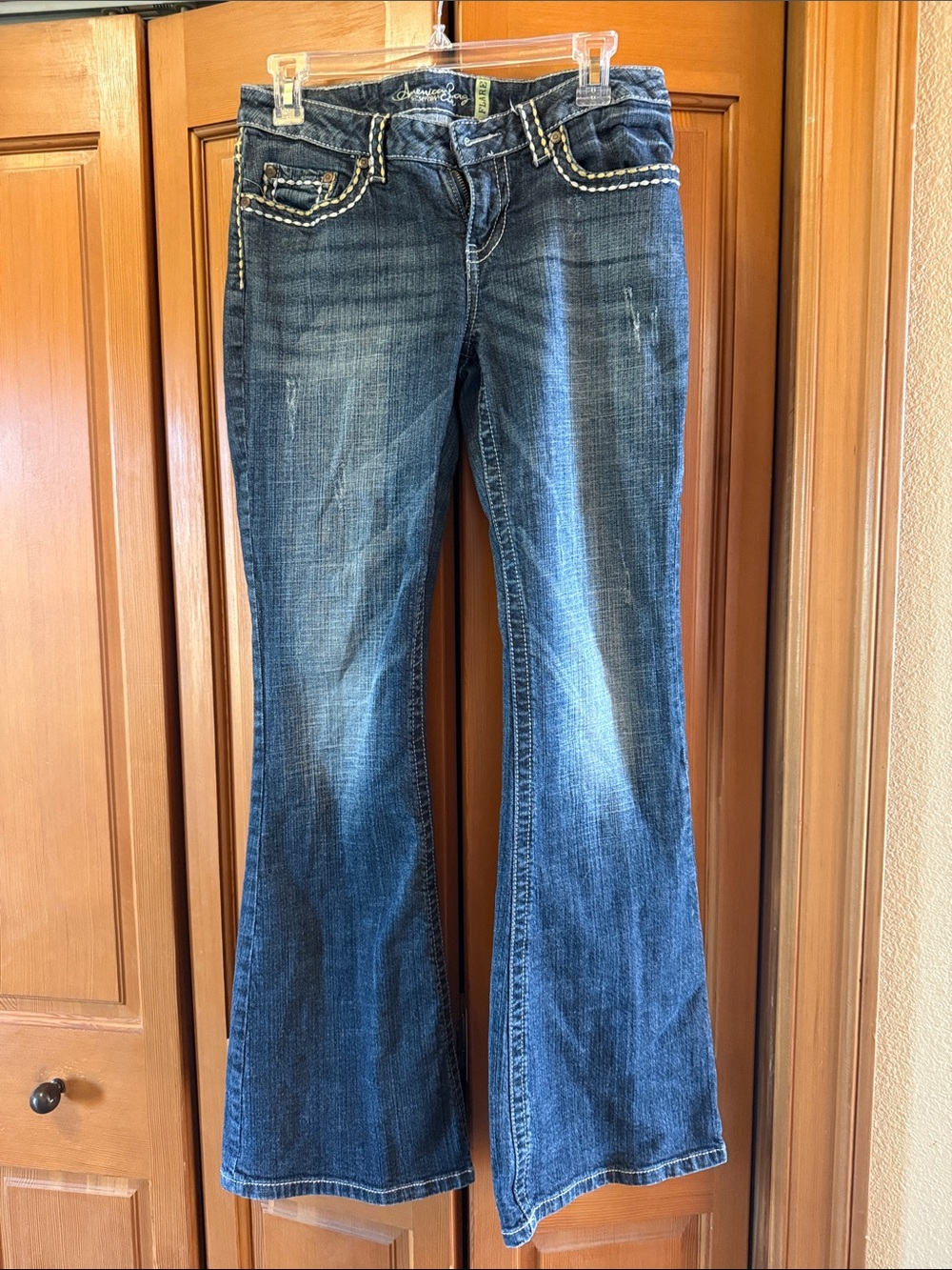 American Rag Dark Blue Flare Jeans with Contrast Stitching